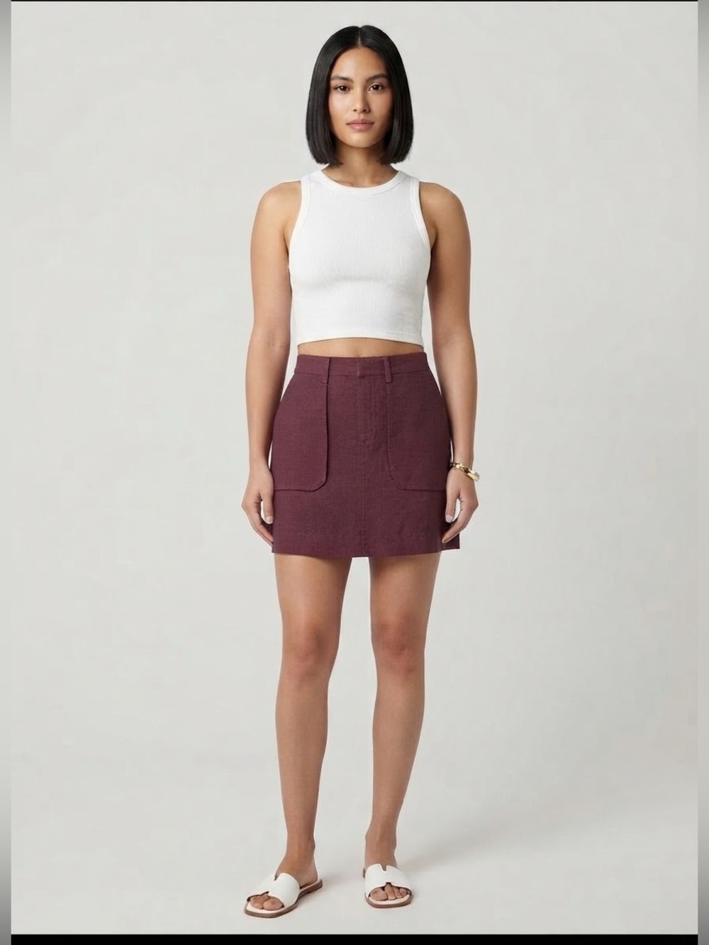 a.n.a Linen Blend Womens A-Line Skirt